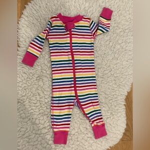 Hanna Andersson Rainbow Stripe One-Piece Sleeper - Pink Trim, size 3-6M